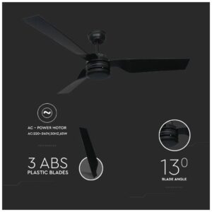 V-TAC Ανεμιστήρας οροφής LED 65W μαύρο σώμα 3 πτερυγίων με ρύθμιση μέσω RF control 2868 V-TAC Ανεμιστήρας οροφής LED 65W μαύρο σώμα 3 πτερυγίων με ρύθμιση μέσω RF control 2868