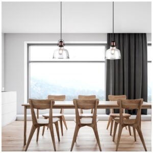 Μονόφωτο κρεμαστό φωτιστικό Γυαλί & μέταλλο με Διάφανο γυαλί σώμα V-TAC 3727