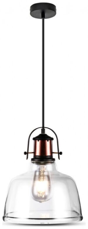 Μονόφωτο κρεμαστό φωτιστικό Γυαλί & μέταλλο με Διάφανο γυαλί σώμα V-TAC 3727