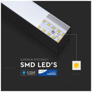 LED V-TAC Κρεμαστό Γραμμικό Φωτιστικό Μαύρο 40W SAMSUNG Chip Ψυχρό Λευκό 0600