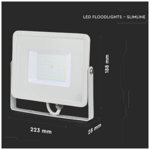 V-TAC Προβολέας LED Samsung chip 50W φυσικό λευκό 4000K λευκό σώμα 21410