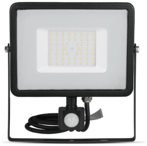 LED Προβολέας 50W slim SMD SAMSUNG CHIP με Ανιχνευτή Κίνησης IP65 Μαύρος Φως Ημέρας 5 Χρόνια Εγγύηση 470