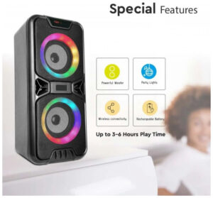 V-TAC Επαναφορτιζόμενο φορητό ηχείο 2x10W (2x4inch) 6663