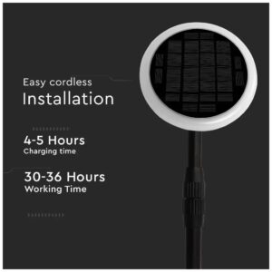 V-TAC VT-948 Ηλιακό Φωτιστικό Δαπέδου με Φωτοκύτταρο σε Μαύρο Χρώμα 6670