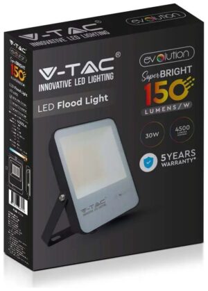 V-TAC Προβολέας LED 100W θερμό λευκό 3000K Μαύρο σώμα Evolution 160LM/W 5997