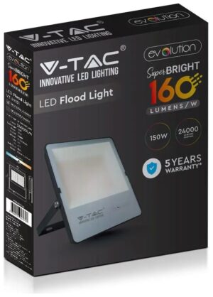 V-TAC Προβολέας LED 150W ψυχρό λευκό 6400K Μαύρο σώμα Evolution 160LM/W 6705
