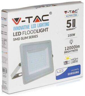 V-TAC LED Προβολέας 100W PRO Samsung Chip Γκρι 100° 11500lm Αδιάβροχος IP65 Ψυχρό 6400K 21771