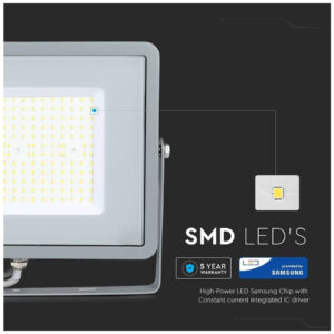 LED Προβολέας V-TAC 100W Γκρί SMD SAMSUNG Chip High Lumen 120LM/W Φως Ημέρας 5 Χρόνια Εγγύηση 770