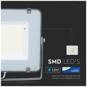 LED Προβολέας V-TAC 150W γκρι SMD SAMSUNG Chip High Lumen 120LM/W Ψυχρό Λευκό 5 Χρόνια Εγγύηση 777