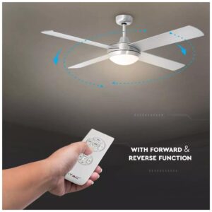 Ανεμιστήρας Οροφής V-TAC 60W με 4 πτερύγια μαζί με Φωτιστικό με 2 Ντουί Ε27 Ρυθμιζόμενος με RF control 7917