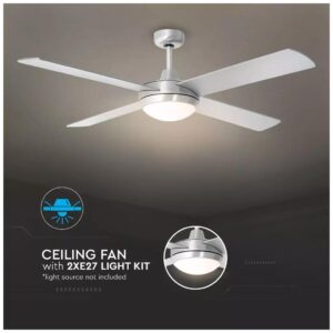 Ανεμιστήρας οροφής Νίκελ 35W 4 πτυριγίων με τηλεχειριστήριο 52″ V-TAC 7918