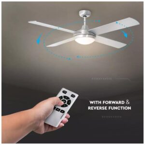 Ανεμιστήρας οροφής Νίκελ 35W 4 πτυριγίων με τηλεχειριστήριο 52″ V-TAC 7918