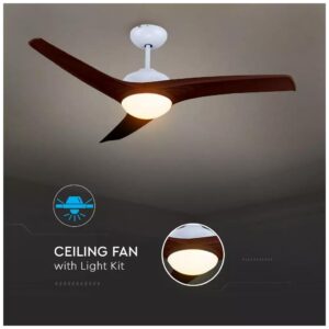 Ανεμιστήρας Οροφής V-TAC 35W Καφέ με 3 πτερύγια μαζί με Φωτιστικό Ρυθμιζόμενος 3 σε 1 με RF control  7920