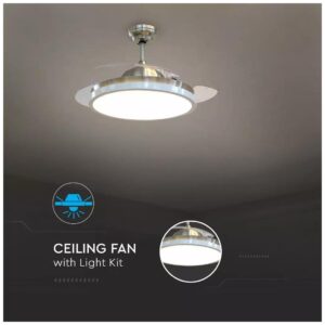 Ανεμιστήρας Οροφής V-TAC 30W με 3 αναδιπλούμενα πτερύγια μαζί με Φωτιστικό Ρυθμιζόμενος 3 σε 1 με RF control 7929