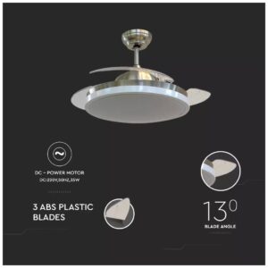 Ανεμιστήρας Οροφής V-TAC 30W με 3 αναδιπλούμενα πτερύγια μαζί με Φωτιστικό Ρυθμιζόμενος 3 σε 1 με RF control 7929