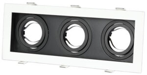 V-TAC Βάση Φωτιστικό Σποτ Χωνευτό Τριπλό Οροφής για GU10 Τετράγωνο Άσπρο πλαίσιο και μαύρο σώμα 8878