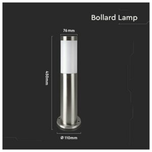 V-TAC Επιδαπέδιο Φωτιστικό Κήπου Κολωνάκι E27 45cm Στρογγυλό Αδιάβροχο IP44 Ανοξείδωτο Ατσάλι Σατινέ Νίκελ Σώμα 8958