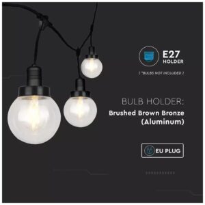 Καλώδιο Γιρλάντα 3m Μαύρο με 6 Ντουί E27 Αδιάβροχο IP65 V-TAC 8971