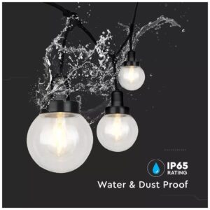 Καλώδιο Γιρλάντα 3m Μαύρο με 6 Ντουί E27 Αδιάβροχο IP65 V-TAC 8971