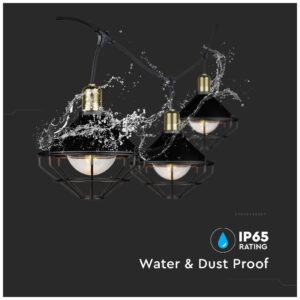 Καλώδιο Γιρλάντα 3m Μαύρο με 6 Ντουί E27 Αδιάβροχο IP65 V-TAC 8974