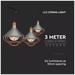 Αδιάβροχο φωτιστικό γιρλάντα με γκρι και ροζ χαλκό σώμα 3 μέτρα 8975