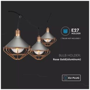 Αδιάβροχο φωτιστικό γιρλάντα με γκρι και ροζ χαλκό σώμα 3 μέτρα 8975