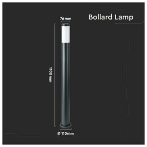 V-TACΕπιδαπέδιο Φωτιστικό Κήπου Κολωνάκι E27 110cm Στρογγυλό Αδιάβροχο IP44 Ανοξείδωτο Ατσάλι Μαύρο Σώμα 8594