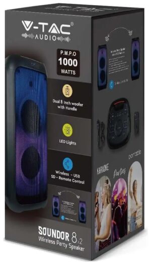 Επαναφορτιζόμενο φορητό ηχείο 40W με ενσύρματο μικρόφωνο και χειρισμό RF (2*8inch)