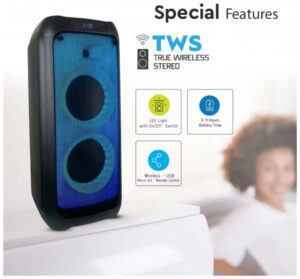 Επαναφορτιζόμενο φορητό ηχείο 40W με ενσύρματο μικρόφωνο και χειρισμό RF (2*8inch)