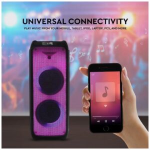 Επαναφορτιζόμενο φορητό ηχείο 40W με ενσύρματο μικρόφωνο και χειρισμό RF (2*8inch)