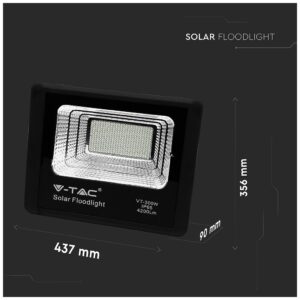 V-TAC LED Ηλιακός Προβολέας 4200lm Μαύρος 120° 4000K Φως Ημέρας 25000mAh 8578