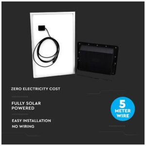 V-TAC LED Ηλιακός Προβολέας 4200lm Μαύρος 120° 4000K Φως Ημέρας 25000mAh 8578