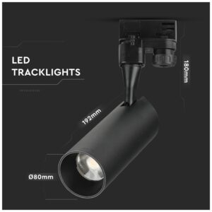 Φωτιστικό Ράγας V-TAC Track Light 30W LED Μαύρο SAMSUNG CHIP 5 Χρόνια Εγγύηση Φως Ημέρας 942