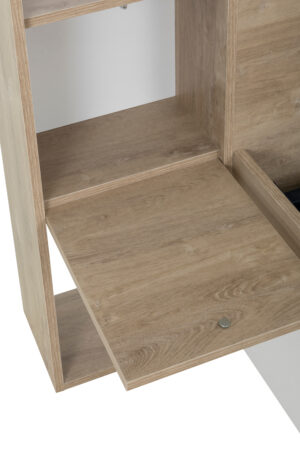 Solea κρεβάτι διπλό με 2 αποθηκευτικά συρτάρια & 2 πτυσσόμενα ράφια για κομοδίνα 214x214x97εκ. ( για στρώμα 140x190εκ. ) Blond Oak / Λευκό