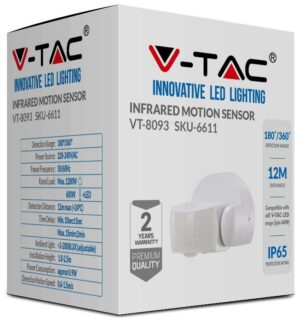 Αισθητήρας Κίνησης Υπερύθρων V-TAC Επιτοίχιος με Κινούμενη Κεφαλή Λευκός 6611