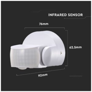 Αισθητήρας Κίνησης Υπερύθρων V-TAC Επιτοίχιος με Κινούμενη Κεφαλή Λευκός 6611