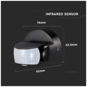 Αισθητήρας Κίνησης Υπερύθρων V-TAC Επιτοίχιος με Κινούμενη Κεφαλή Μαύρος 6610