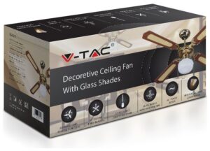Ανεμιστήρας Οροφής V-TAC 50W με 4 πτερύγια μαζί με Φωτιστικό με Ντουί Ε27 Ρυθμιζόμενος 7914