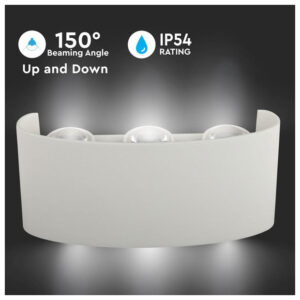V-TAC Απλίκα Τοίχου LED 5W 630lm 150° IP54 Up-Down Τριπλή Άσπρο Σώμα Φυσικό Λευκό 218614