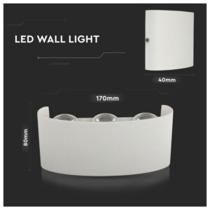 V-TAC Απλίκα Τοίχου LED 5W 630lm 150° IP54 Up-Down Τριπλή Άσπρο Σώμα Φυσικό Λευκό 218614