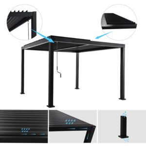 ΒΙΟΚΛΙΜΑΤΙΚΗ ΠΕΡΓΚΟΛΑ ΑΛΟΥΜΙΝΙΟΥ PREMIUM FRANIO HM6609.01 ΜΑΥΡΟ 300x300x240Υ