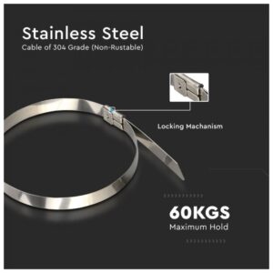 Δεματικά Καλωδίων Ανοξείδωτα V-TAC 4.6 x 350mm Πακέτο 100TEM 11191