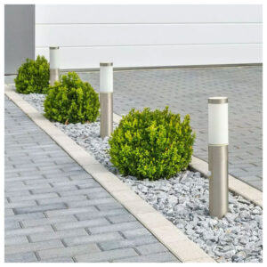 V-TAC Επιδαπέδιο Φωτιστικό Κήπου Κολωνάκι E27 45cm 100° Στρογγυλό Αδιάβροχο IP44 με Αισθητήρα Κίνησης Ανοξείδωτο Ατσάλι Σατινέ Νίκελ Σώμα 8964