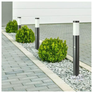 V-TAC Επιδαπέδιο Φωτιστικό Κήπου Κολωνάκι E27 80cm 100° Στρογγυλό Αδιάβροχο IP44 με Αισθητήρα Κίνησης Ανοξείδωτο Ατσάλι Μαύρο Σώμα 8984