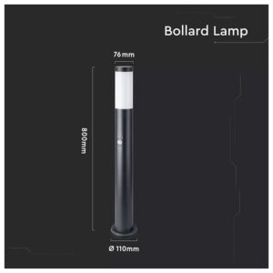 V-TAC Επιδαπέδιο Φωτιστικό Κήπου Κολωνάκι E27 80cm 100° Στρογγυλό Αδιάβροχο IP44 με Αισθητήρα Κίνησης Ανοξείδωτο Ατσάλι Μαύρο Σώμα 8984