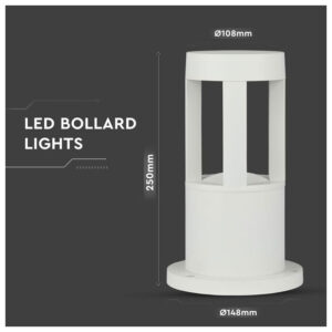 V-TAC Επιδαπέδιο Φωτιστικό Κήπου Κολωνάκι LED 25cm 10W 230V 1000lm 110° IP65 Στρογγυλό Ψυχρό Λευκό Άσπρο Σώμα 128318