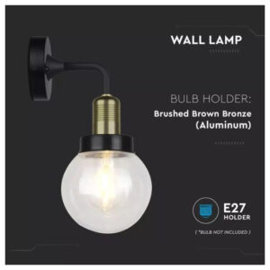 V-TAC Επιτοίχιο αδιάβροχο φωτιστικό ABS & μέταλλο με μαύρο σώμα SKU: 8970