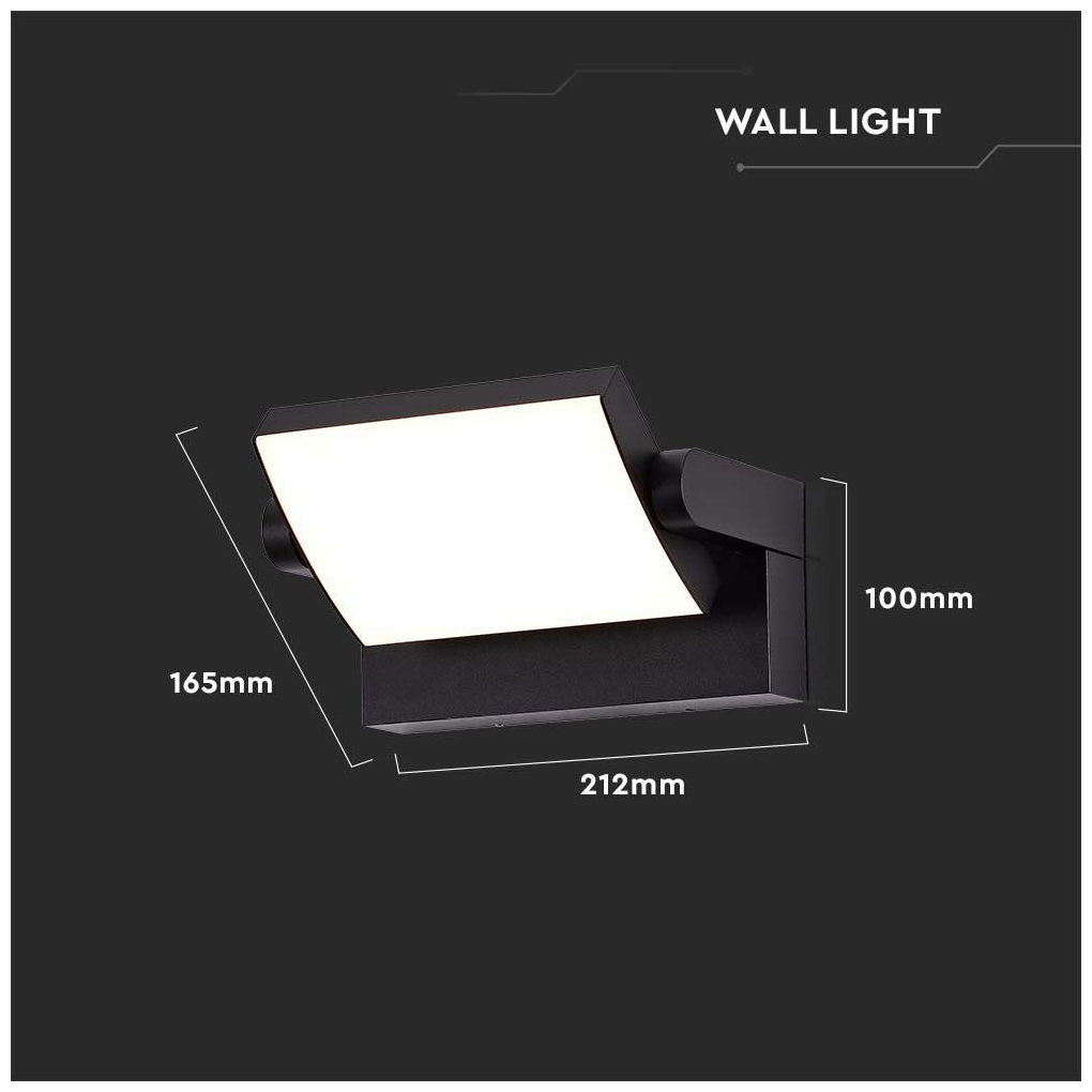 V-TAC Επιτοίχιο Φωτιστικό-Απλίκα LED 17W 230V 350° 2520lm IP65 Φυσικό Λευκό Μαύρο 2937