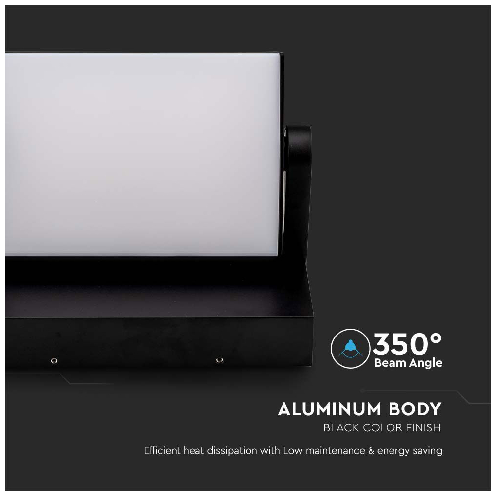 V-TAC Επιτοίχιο Φωτιστικό-Απλίκα LED 17W 230V 350° 2520lm IP65 Φυσικό Λευκό Μαύρο 2937