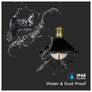 V-TAC Επιτοίχιο Φωτιστικό Down Ε27 Αδιάβροχο IP65 Μαύρο Ματ 8972